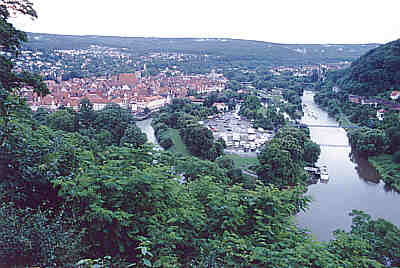 Blick von der Weserliedanlage. Links die Werra, rechts die Fulda.